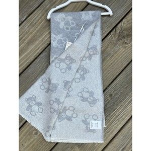 La Copertina Made in ITALY BABY Blanket Gray Teddy Bear Acrylic Cotton Blend NEW